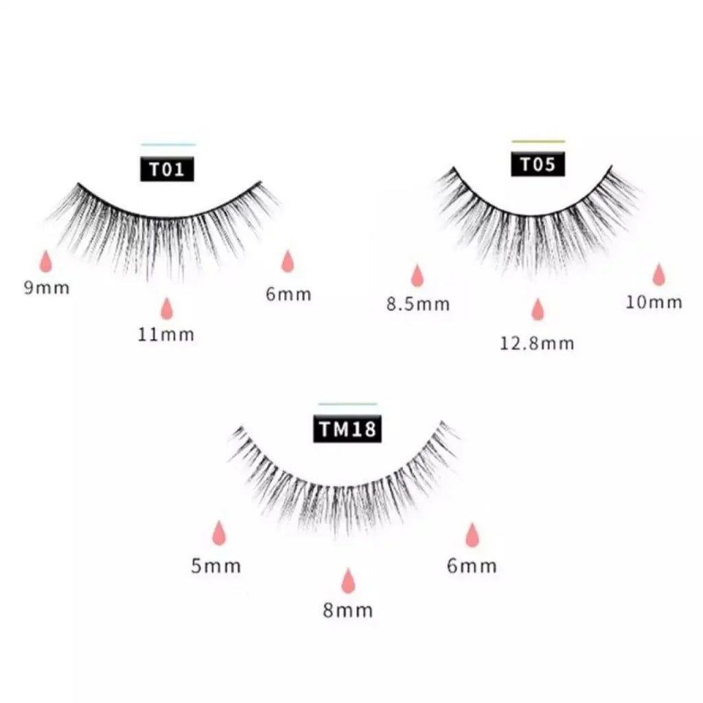 Reusable self-adhesive false eyelashes in white round gift box with three pairs