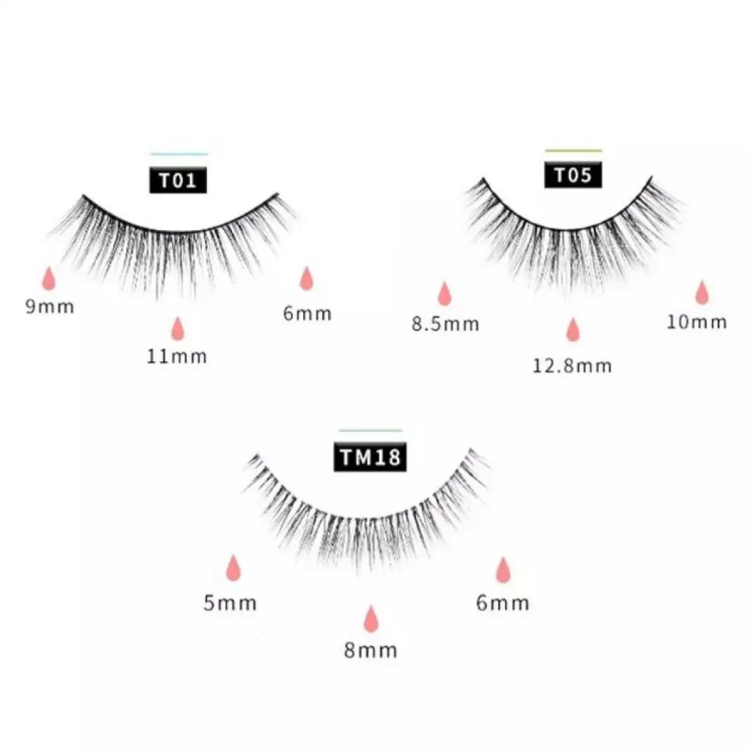 Reusable self-adhesive false eyelashes in white round gift box with three pairs