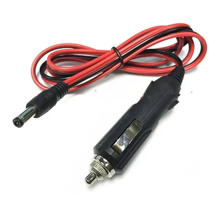 Black 12V car cigarette lighter charging cable with DC5.5mm plug and 1.2 metre cable