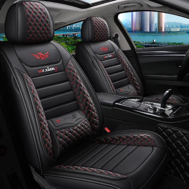 High elastic sponge filled car seat cushion in red, showing dimensions of 65 cm by 55 cm.
