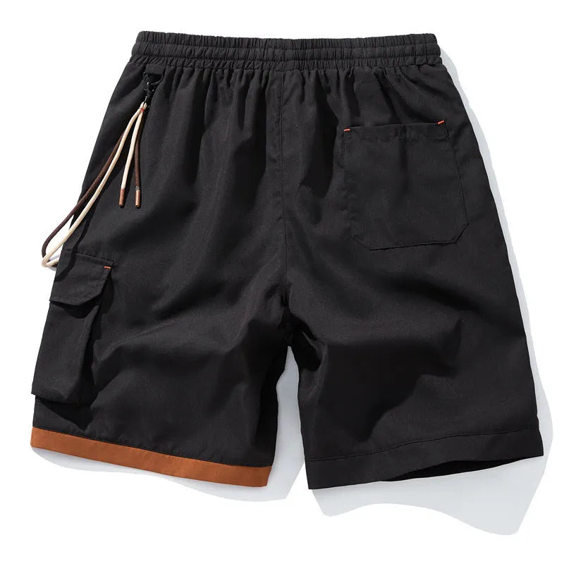 Men's plus size bamboo fibre shorts in a straight-leg cropped design on a hanger.