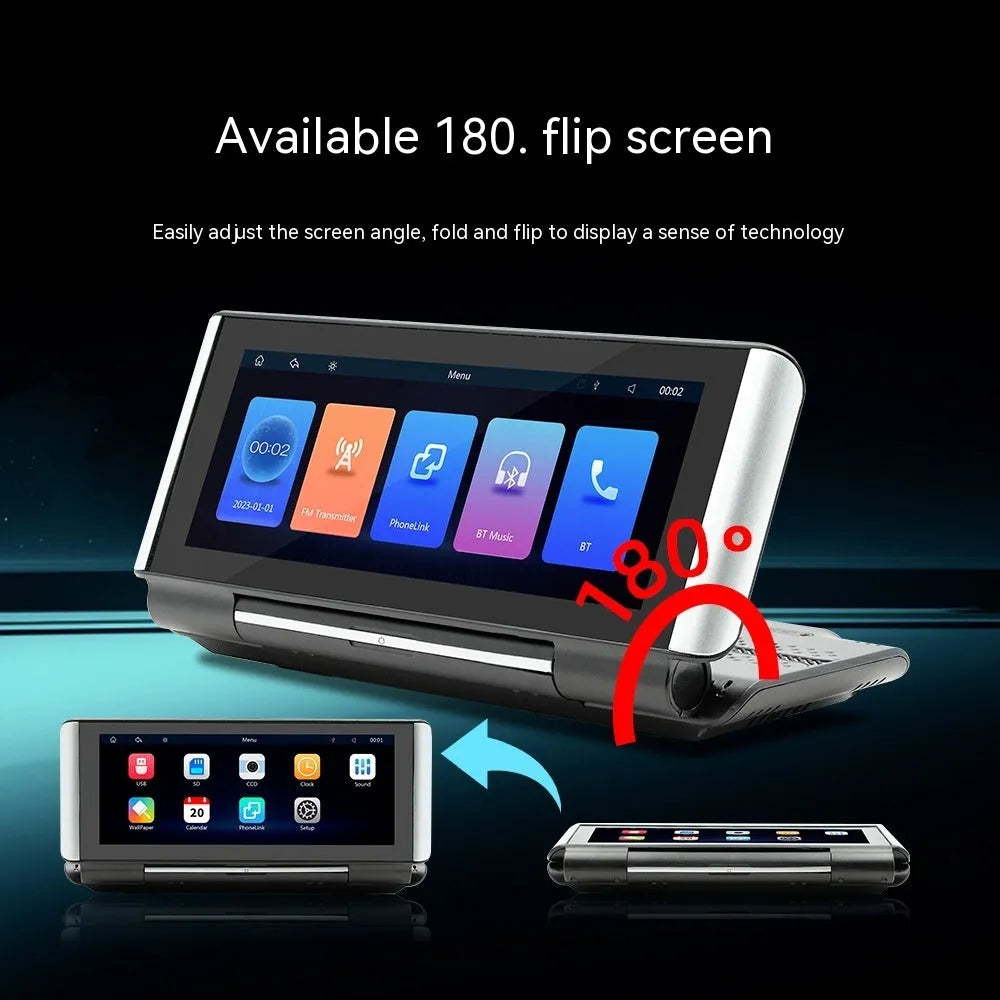 6.86 inch black car MP5 player dashboard screen with Wireless CarPlay and reversing camera input ports.