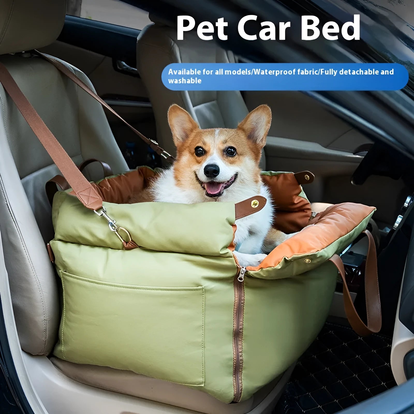 Portable cloth car kennel for cats measuring 55x50x45cm with removable washable cover