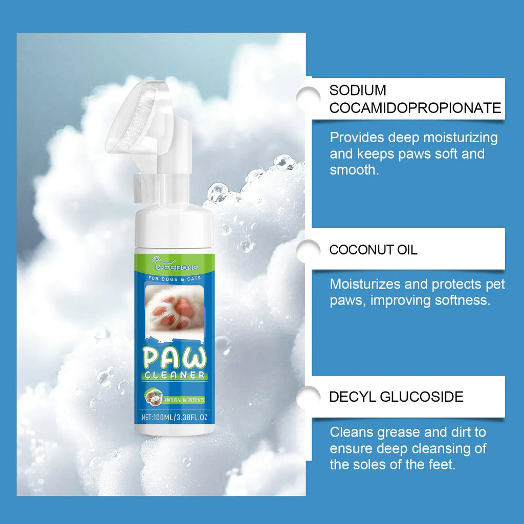 100ml pet foot cleaning foam for dogs and cats with camellia and aloe extracts