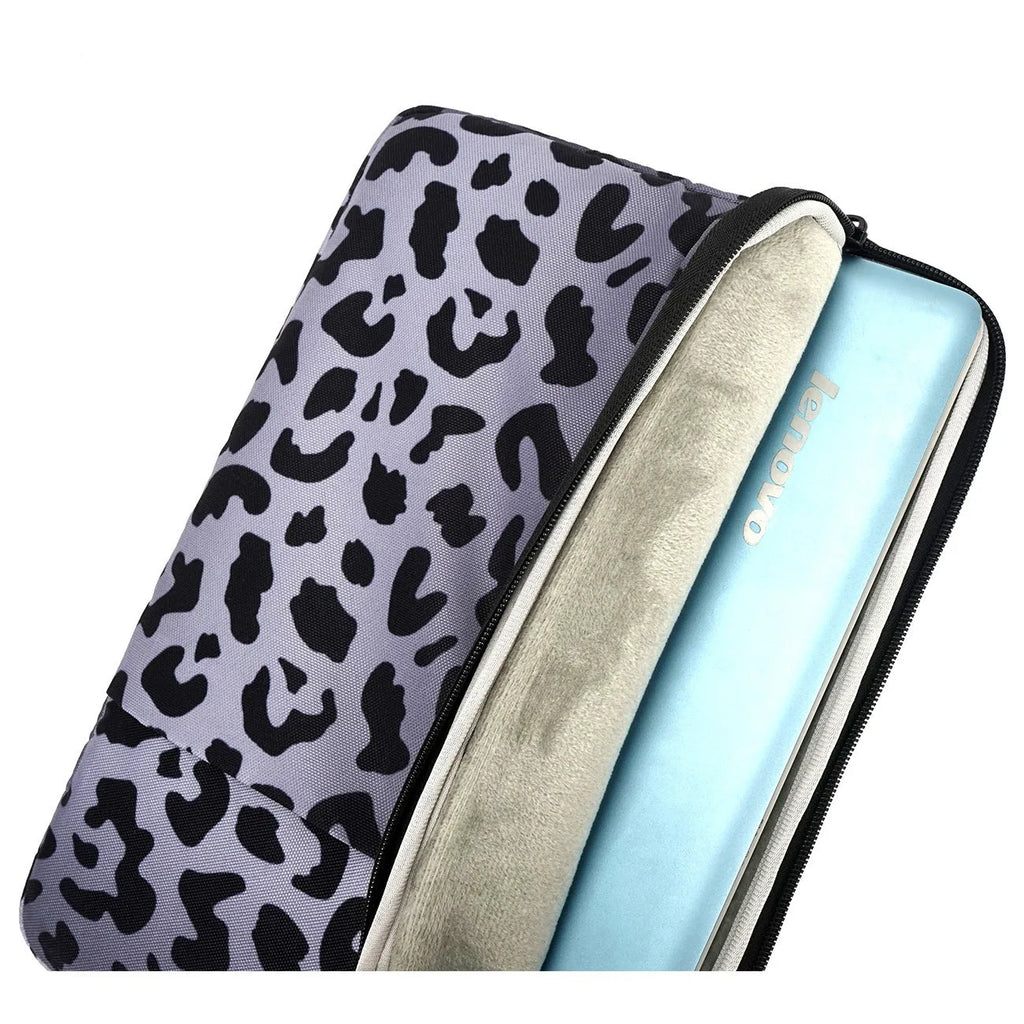 Leopard print laptop sleeve for 13-16 inch computers with anti-shock protection
