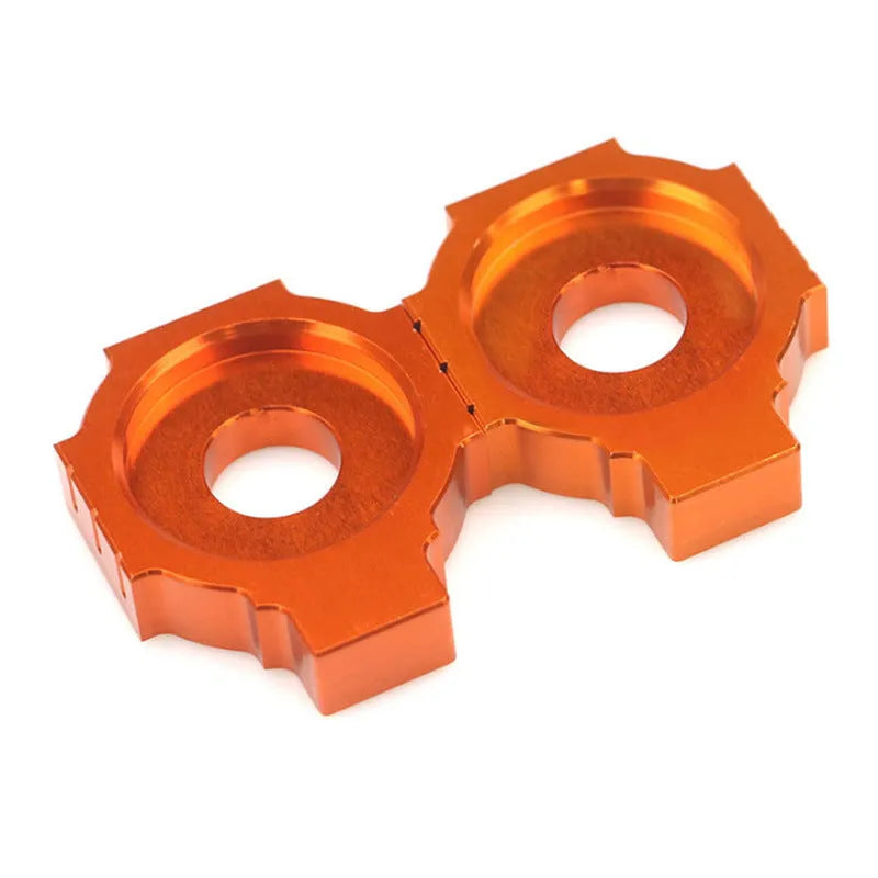 Orange anodised aluminium adjuster screws for KTM DUKE motorcycle rear forks