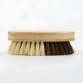 Bamboo vegetable brush with two-tone painted finish and oval shape for cleaning fruit and vegetables