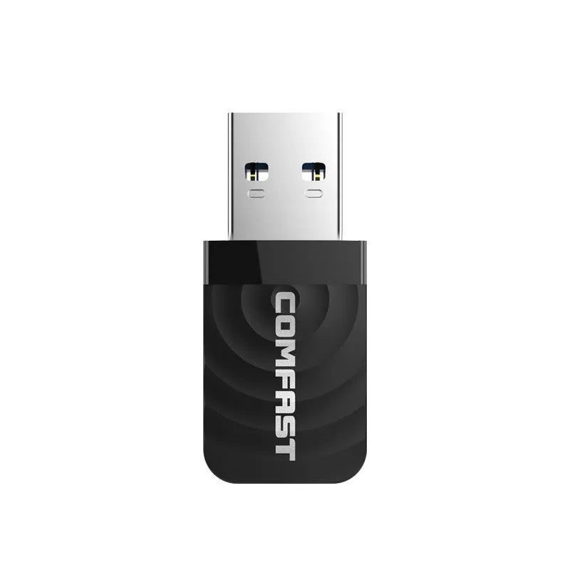 Black external USB wireless network card with dual frequency 650Mbps for desktop and laptop computers