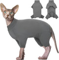 Hairless cat wearing soft winter sweater with leg openings and semi-turtleneck design