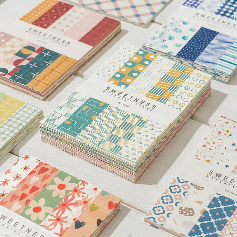 Pack of 50 colourful retro dessert-themed note paper sheets measuring 56mm by 83mm