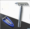 Double edged safety razor shaving kit with storage box and blade