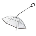 Transparent C-type adjustable pet umbrella for dogs with ABS TPU metal frame attached to leash