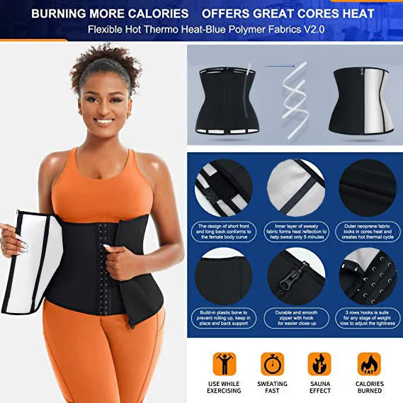 Adjustable neoprene abdominal girdle waist shaping belt in blue or silver colours