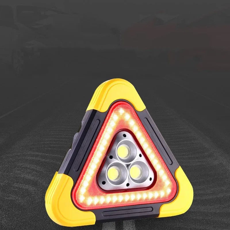 Car mounted tripod warning sign light in picture colour, large or small, with solar charging and 6400mAh battery.