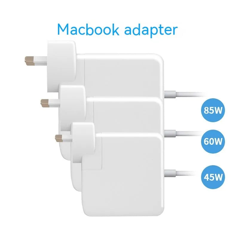 Laptop charger adapter with 45W 60W 85W options and L head connector in colour box packaging