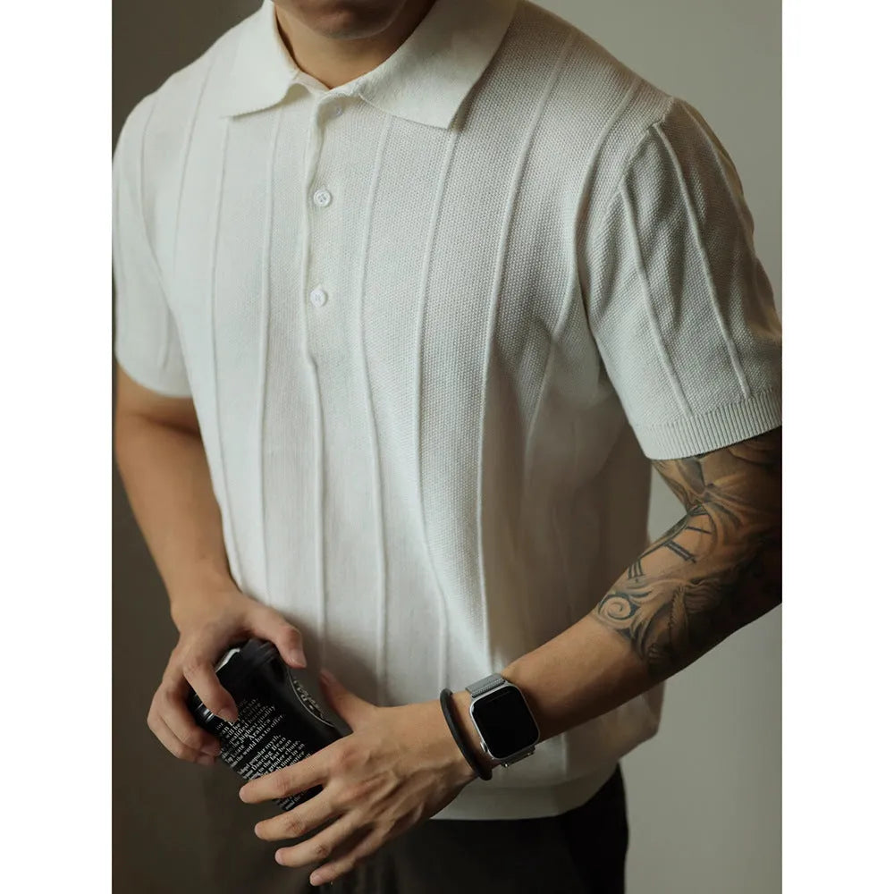 Men's loose fit solid colour T-shirt in black and white polyester fabric