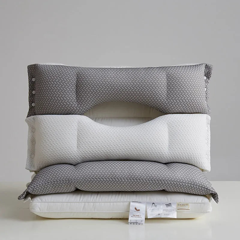 Double-layer chemical fibre pillow for cervical support, single size 40x60cm, simple style, three loft options