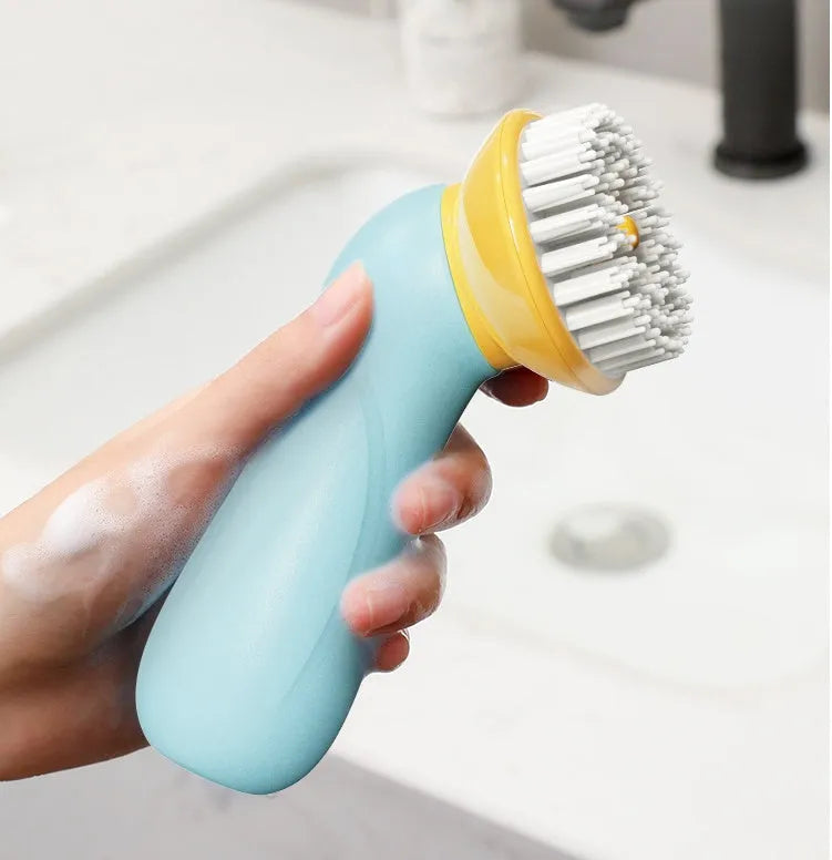 Blue hand-held pet bath brush for dogs and cats made of ABS, PP, and TPR, 62mm x 90mm x 160mm