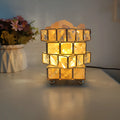 Himalayan crystal salt lamp with wooden base and dimmable switch, pink and orange rock salt, 220V, UK plug
