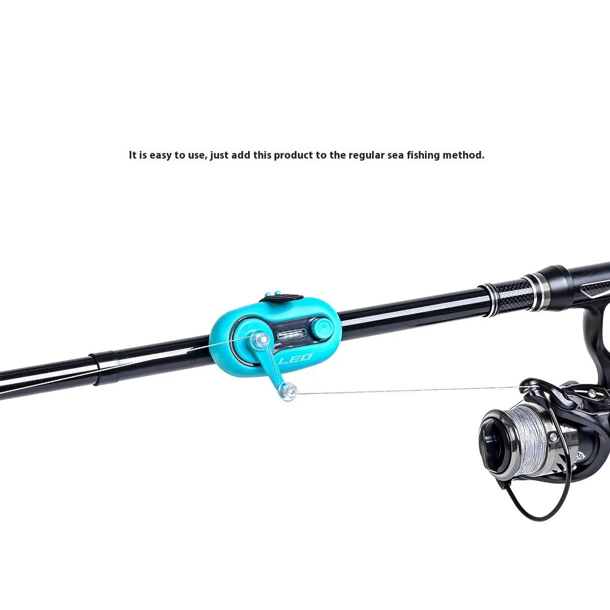 Fishing rod alarm with automatic signal lamp in blue or black colours for night fishing