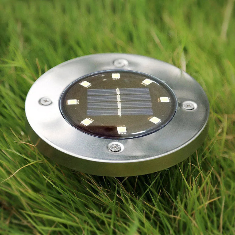 8LED solar underground light stainless steel lawn lamp 4-pack outdoor garden pathway lighting