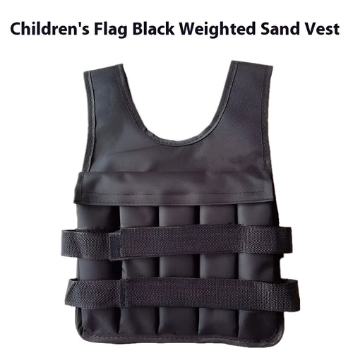 Child wearing an adjustable voile fabric sand weight vest for fitness training.
