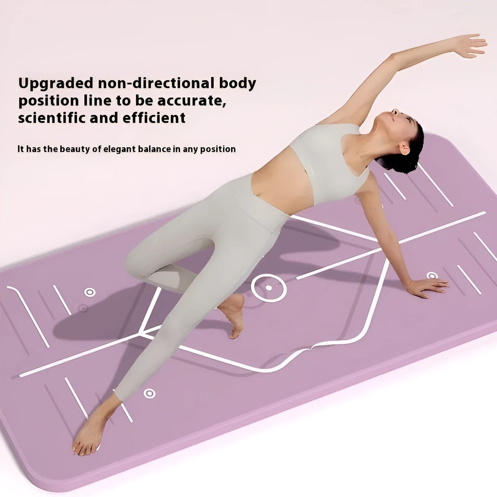 Striped TPE yoga mat in pink, 183x60cm with 6mm thickness for anti-skid shock absorption during home fitness