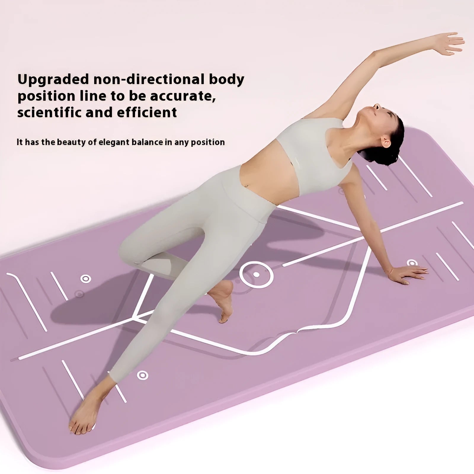 Striped TPE yoga mat in pink, 183x60cm with 6mm thickness for anti-skid shock absorption during home fitness