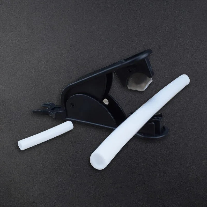 Black household portable water purifier tube cutter with stainless steel knife body