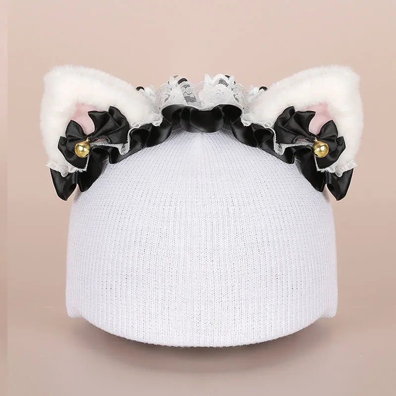 Cute cartoon ski helmet hat plush decoration in a selected colour style for winter theme display.