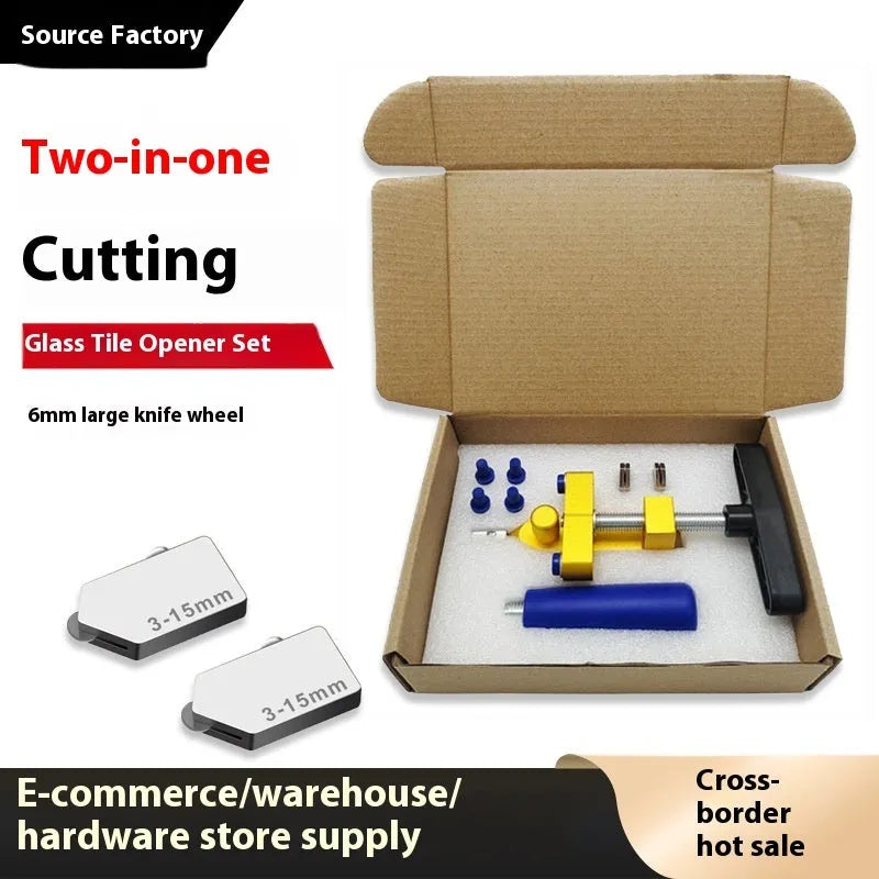 2-in-1 gold knife luxury set roller glass cutter with hard alloy wheel for ceramic tiles and glass, 3-15 mm depth