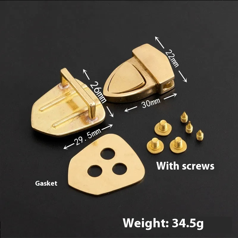Pure brass bag hardware mortise lock duck tongue buckle for luggage accessories, old 29.5mm x 26mm and new 26mm