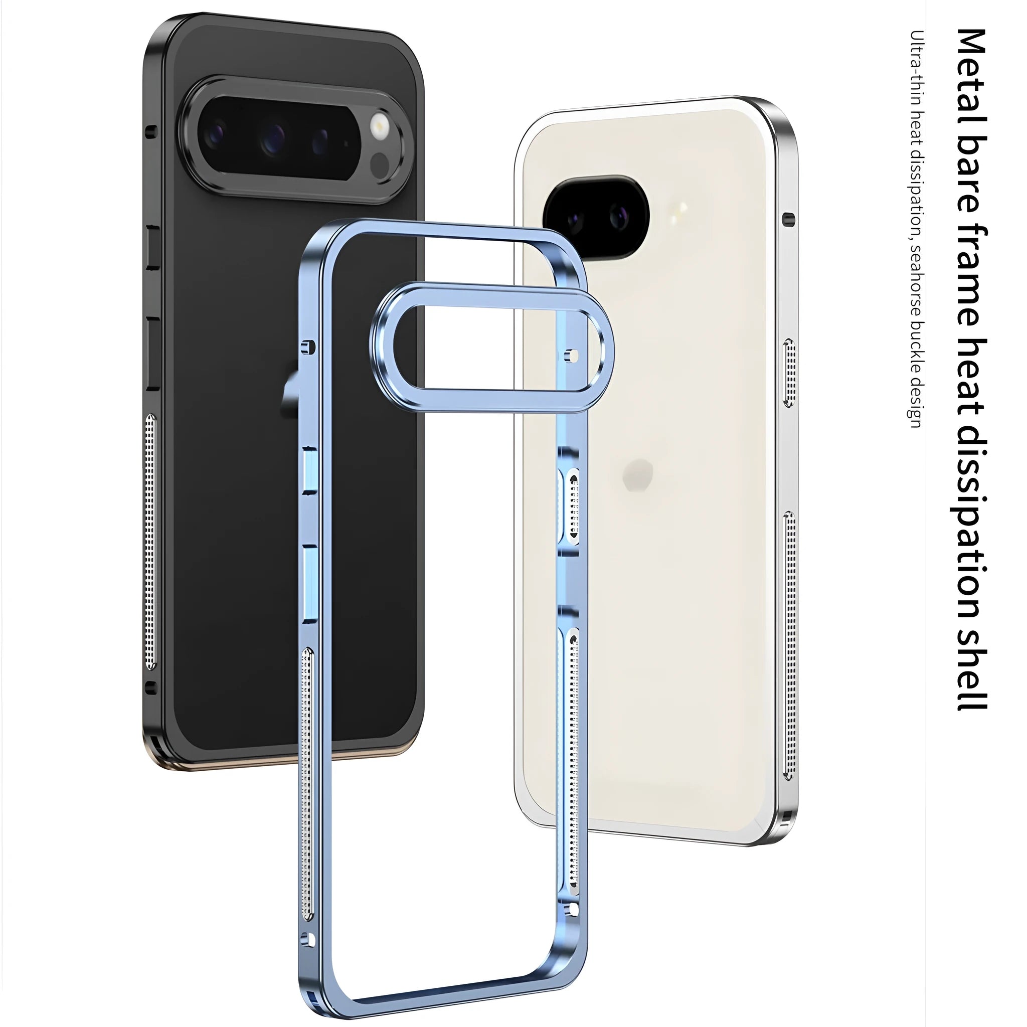 Aluminium heat dissipation phone case for Google Pixel 9 Pro XL with lens protector