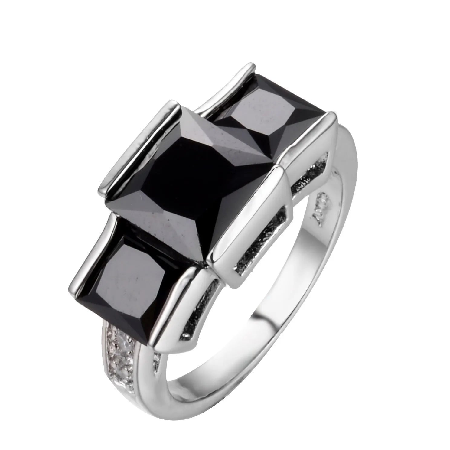 Colourful women's metal ring in copper with electroplated finish, showing geometric and rainbow design.