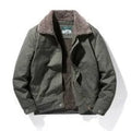 Men's hooded cotton jacket in solid colour, loose fit, waterproof, available in khaki, army green and dark blue