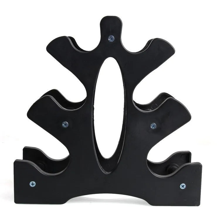 White PVC removable dumbbell rack or storage bracket for organising gym weights.