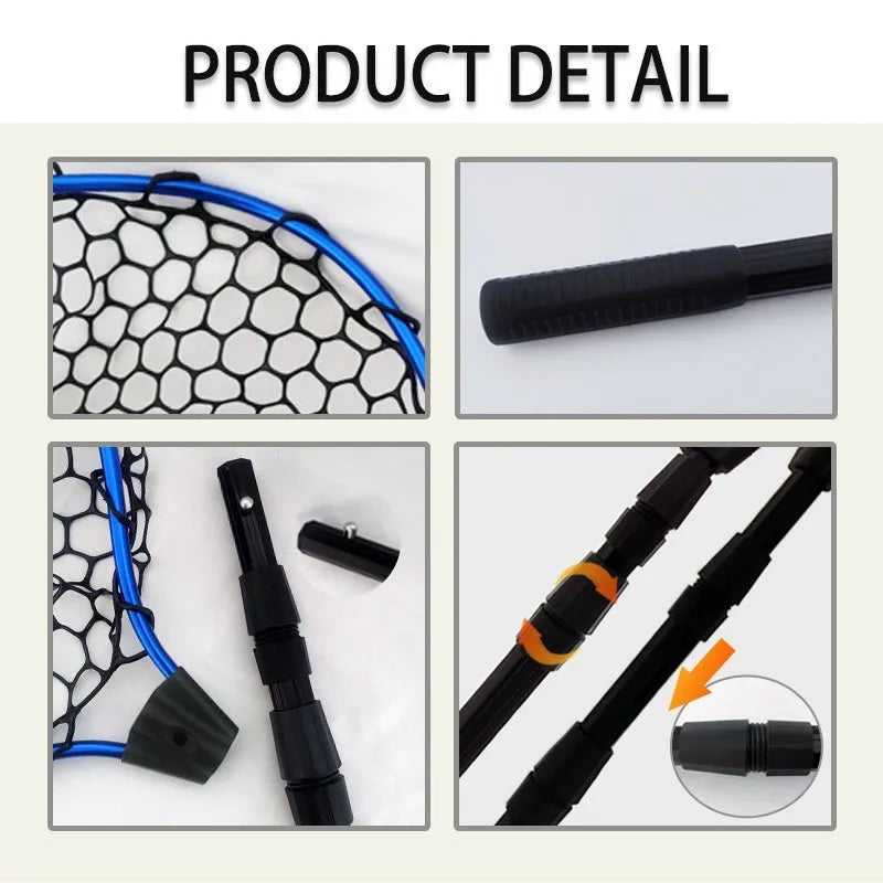 Luyada dip net with aluminum alloy telescopic rod extended to 162cm, red frame with black net pocket