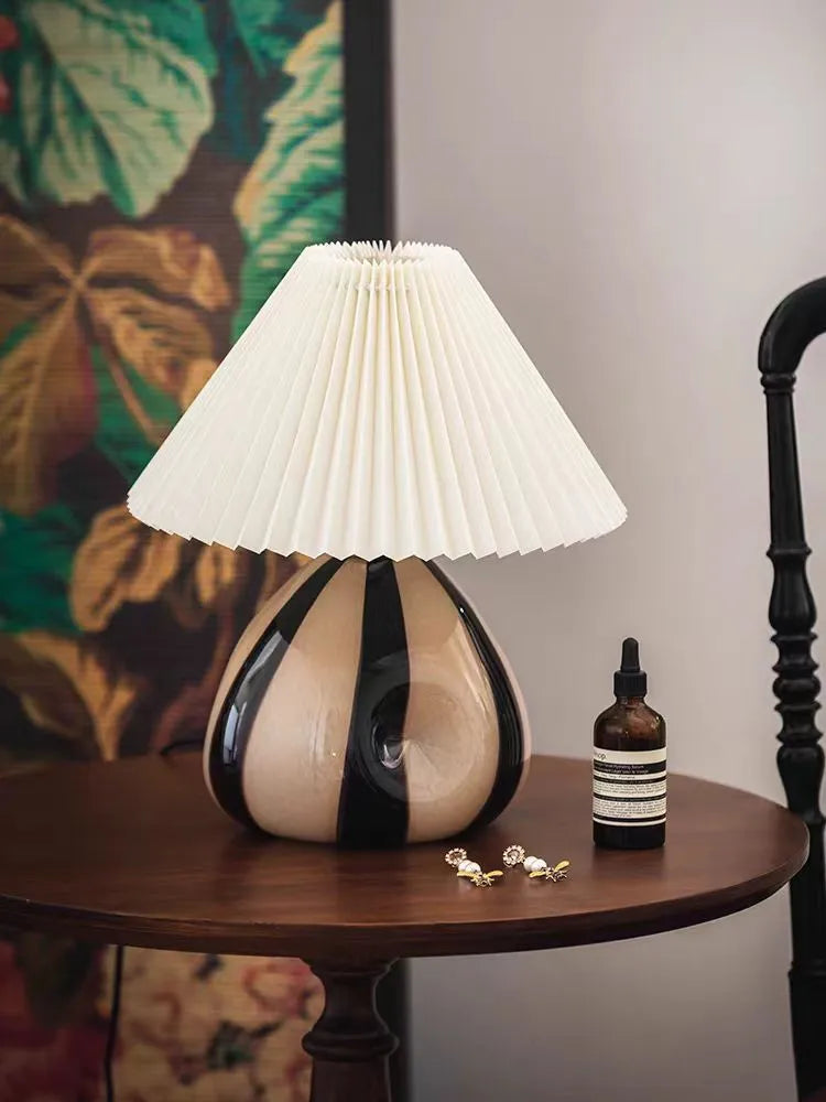 Nordic ceramic dimming table lamp in Panda or Striped design, 220V bedside desk light with plug options