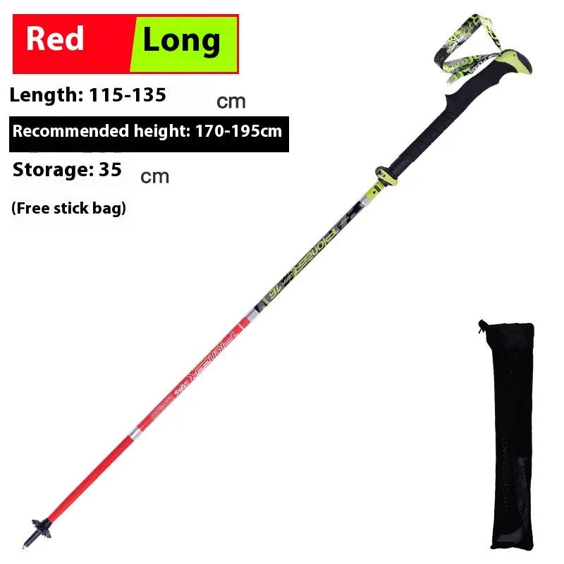 Carbon fibre folding climbing cane with tungsten steel tip in red or matte black colour options