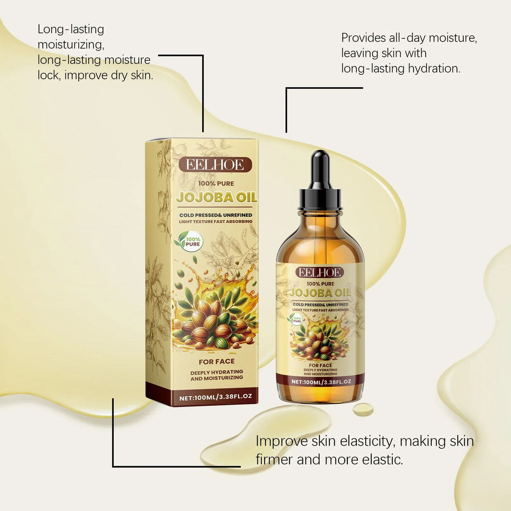 EELHOE Jojoba Face Oil 100ml bottle for facial moisturising brightening and firming skincare
