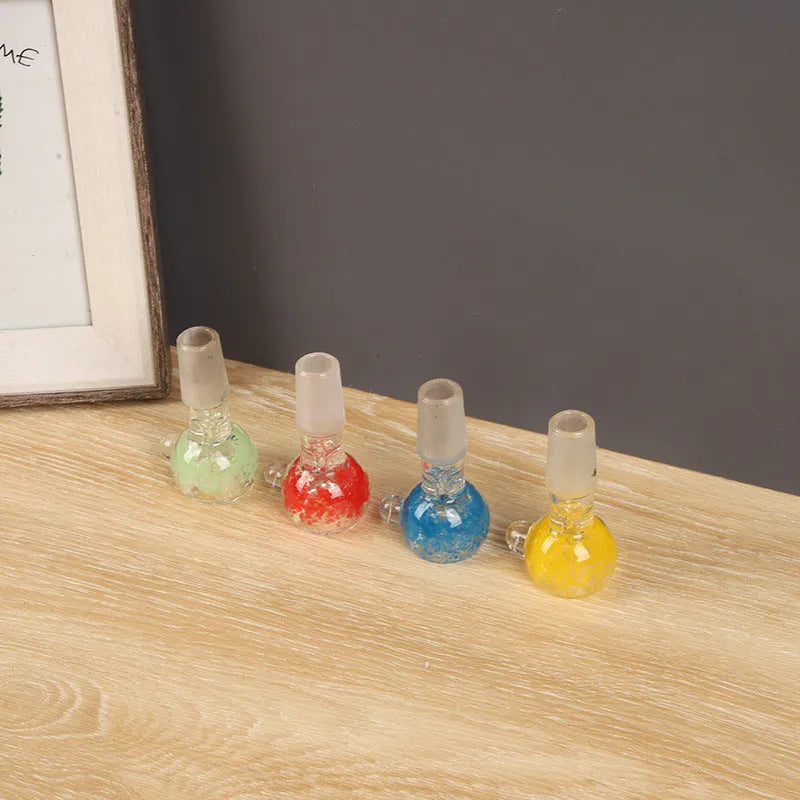 7cm coloured glass tobacco pipe trumpet holder in geometric shape