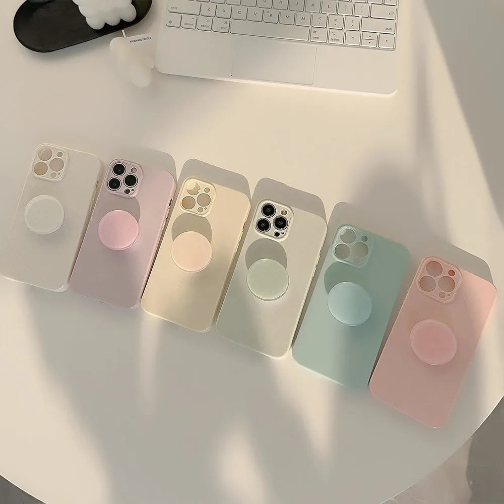 Solid colour TPU bracket phone case for Apple iPhone, soft shell with stand holder, multiple colour options