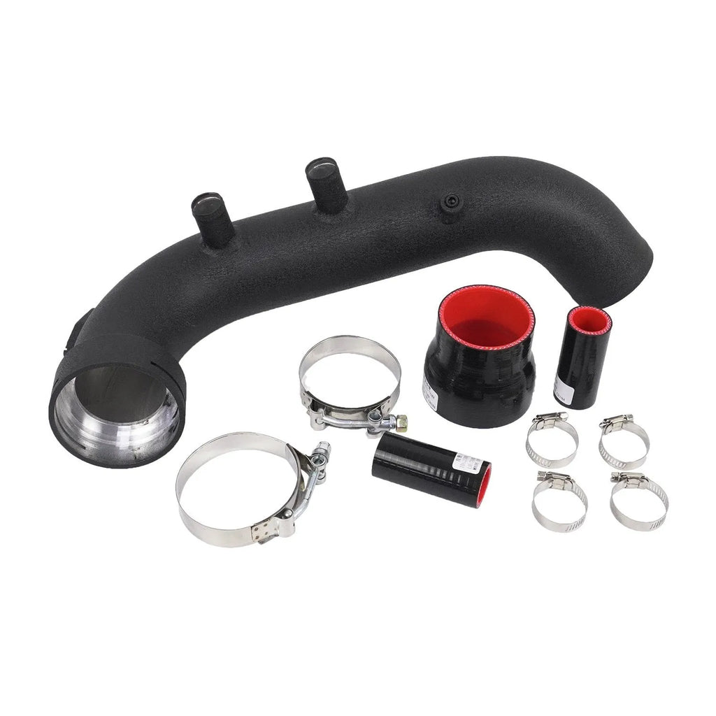 Aluminium turbo air inlet pipe for BMW N54 N55 engine with pressure relief valve in red colour