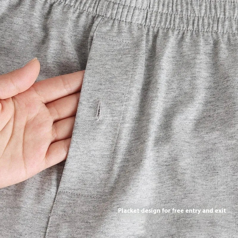 Men's pure cotton loose-fit boxer shorts in light grey, high-waist design