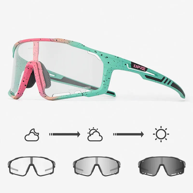 Photochromic cycling sports goggles with TR90 frame and semi-rimless design for outdoor sports
