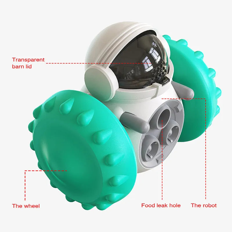 Interactive Dog Treat Leaking Toy puzzle tumbler slow dispenser for small large dogs, black colour with treat inside