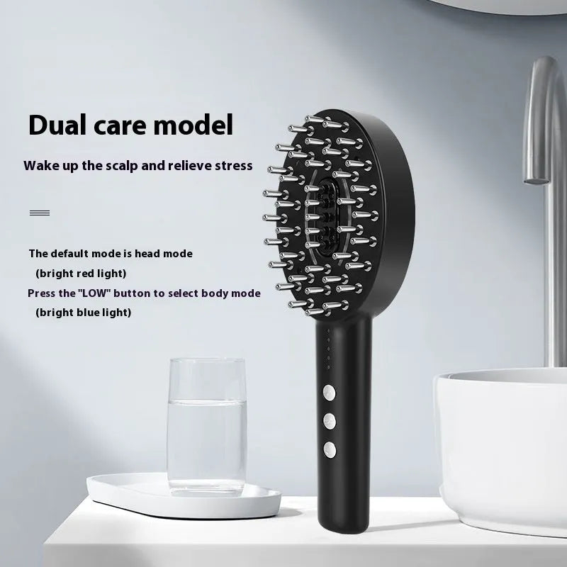 KD3802 black handheld scalp massage device with charging cable