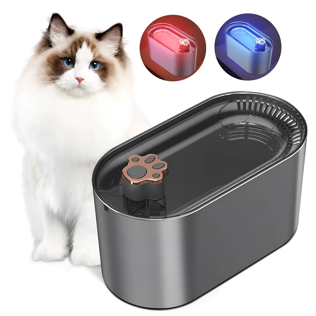 Berlin blue automatic pet water fountain with LED light indicator and triple filter system