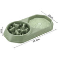 Blue interactive slow feeder dog bowl with maze pattern for dry and wet food, non-slip base.