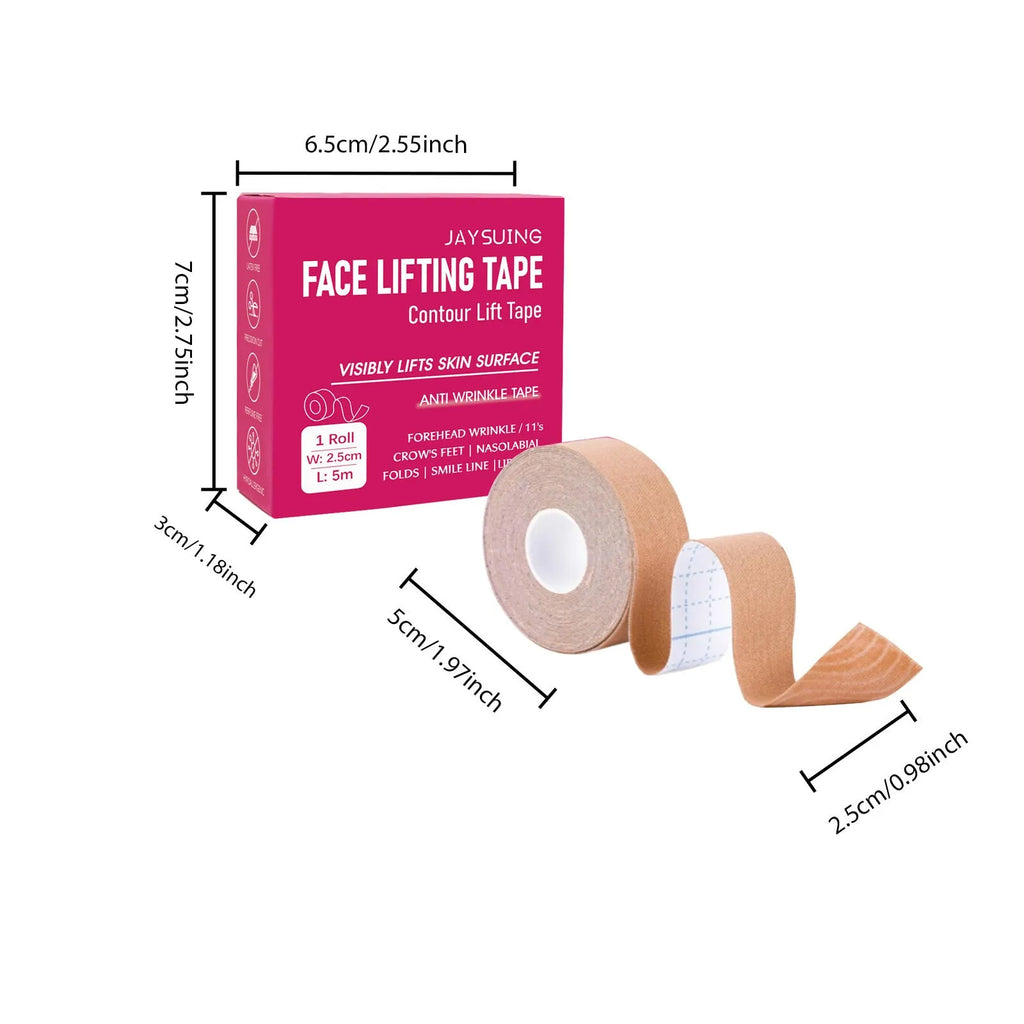 Roll of facial anti-wrinkle lifting tape with hyaluronic acid and vitamin E for skin firming